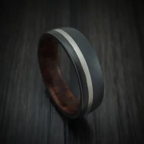 Black Titanium and Platinum Men's Ring with Wood Sleeve Custom Made Band