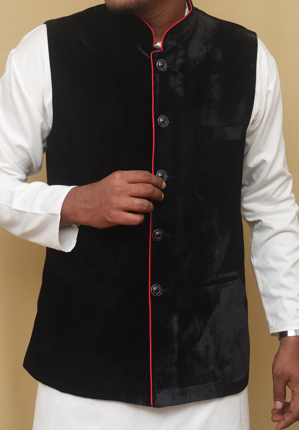 Black Velvet Nehru Jacket