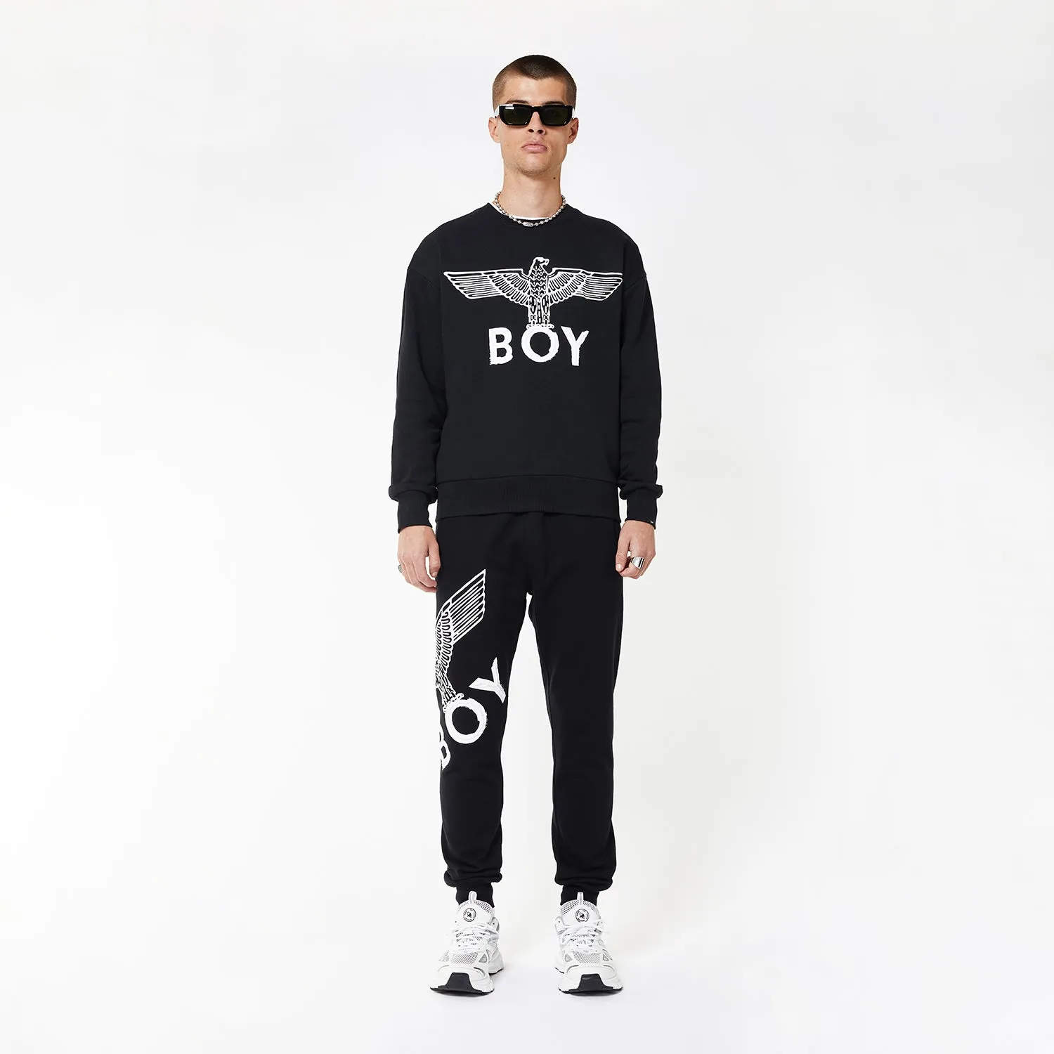 BOY EAGLE SCRIBBLE JOGGERS - BLACK/WHITE