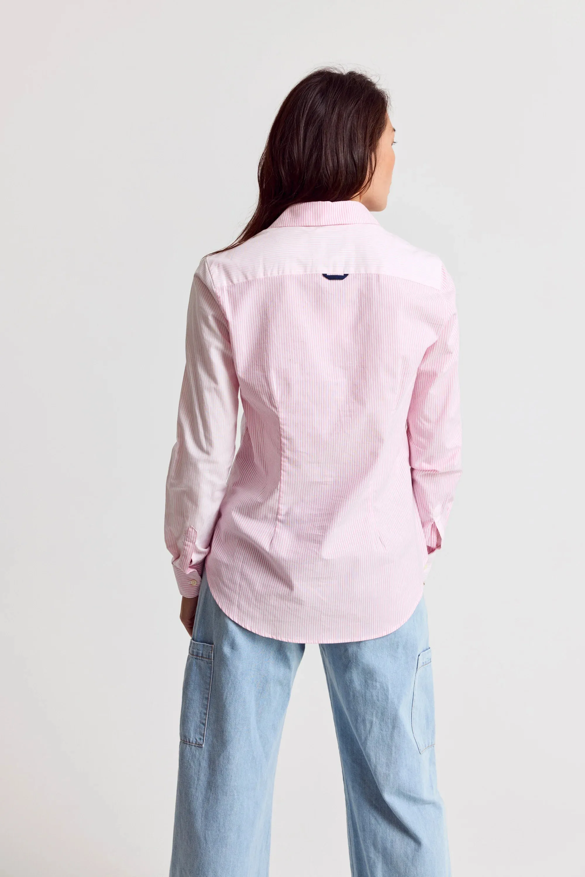 Boyfriend Shirt W/ Pockets - Pink Stripe