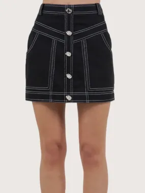 Button Front Mini Skirt