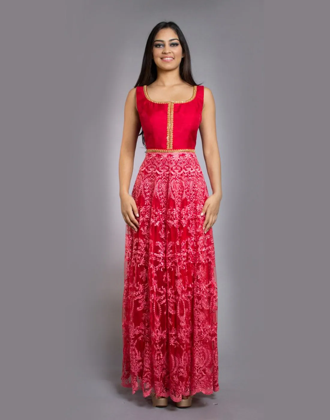 Buy Red  Lace Anarkali | Clearance Sale