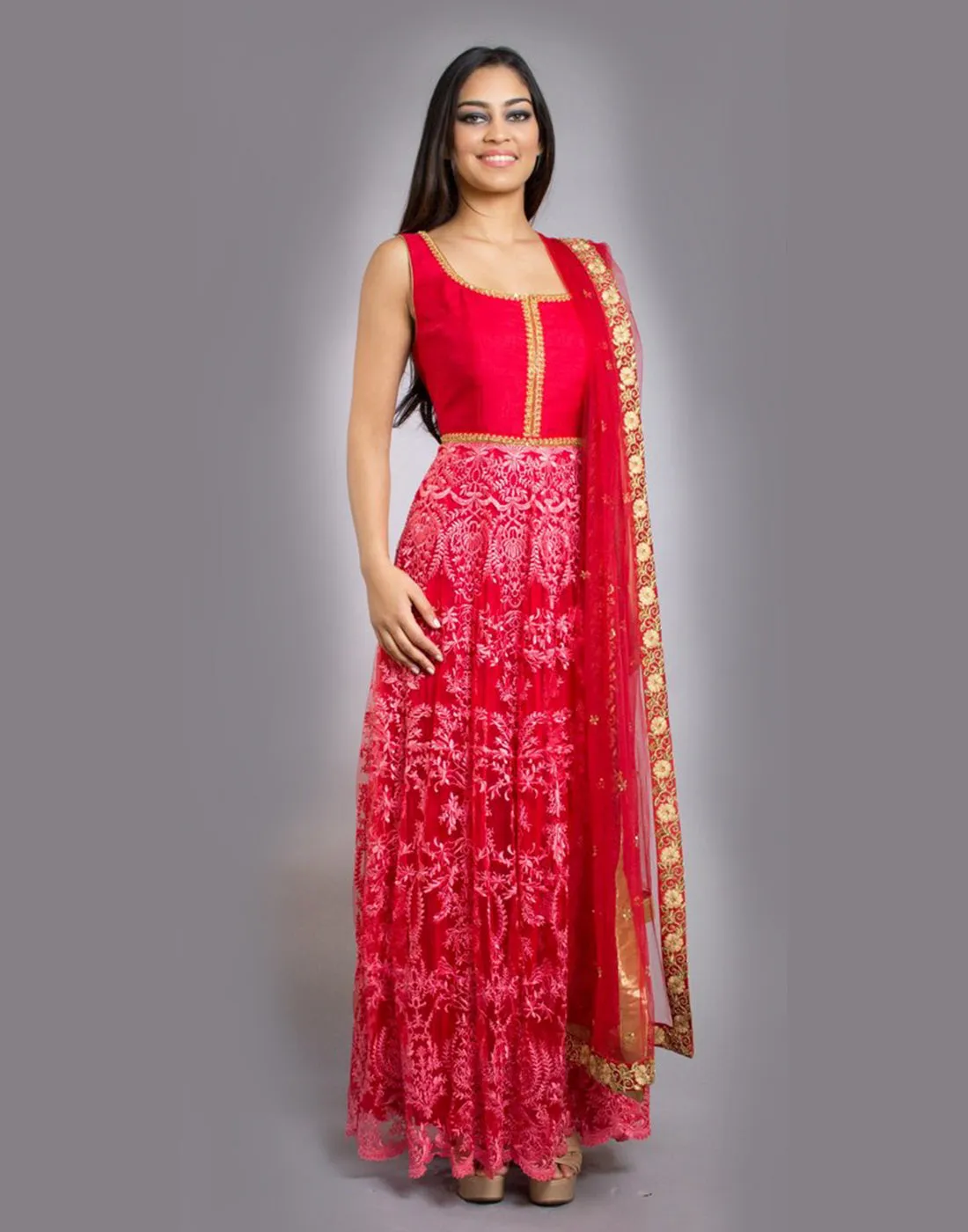 Buy Red  Lace Anarkali | Clearance Sale