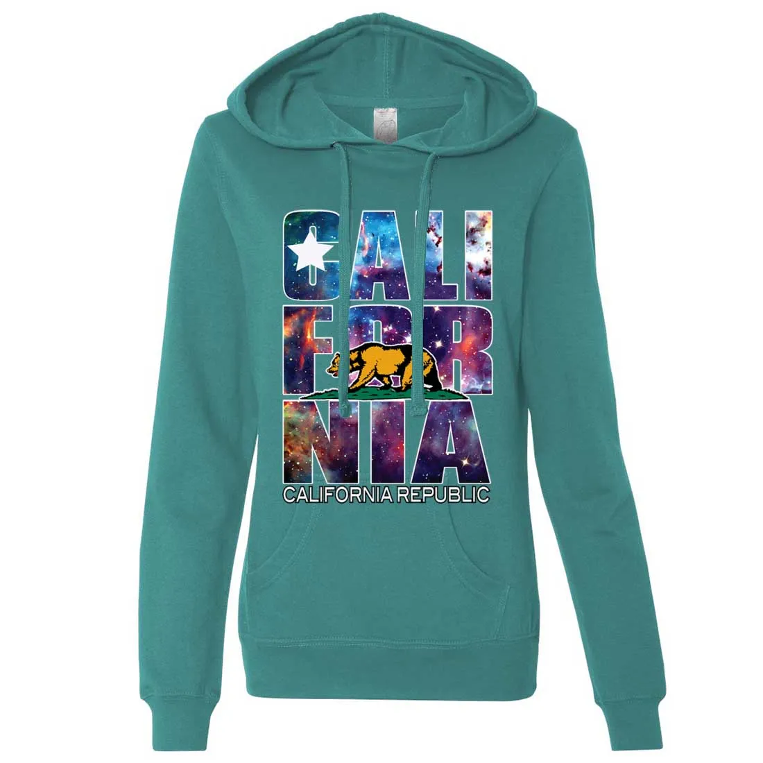 California Cosmic Flag Logo In Space Galaxy Ladies Lt./Wt. Hoodie