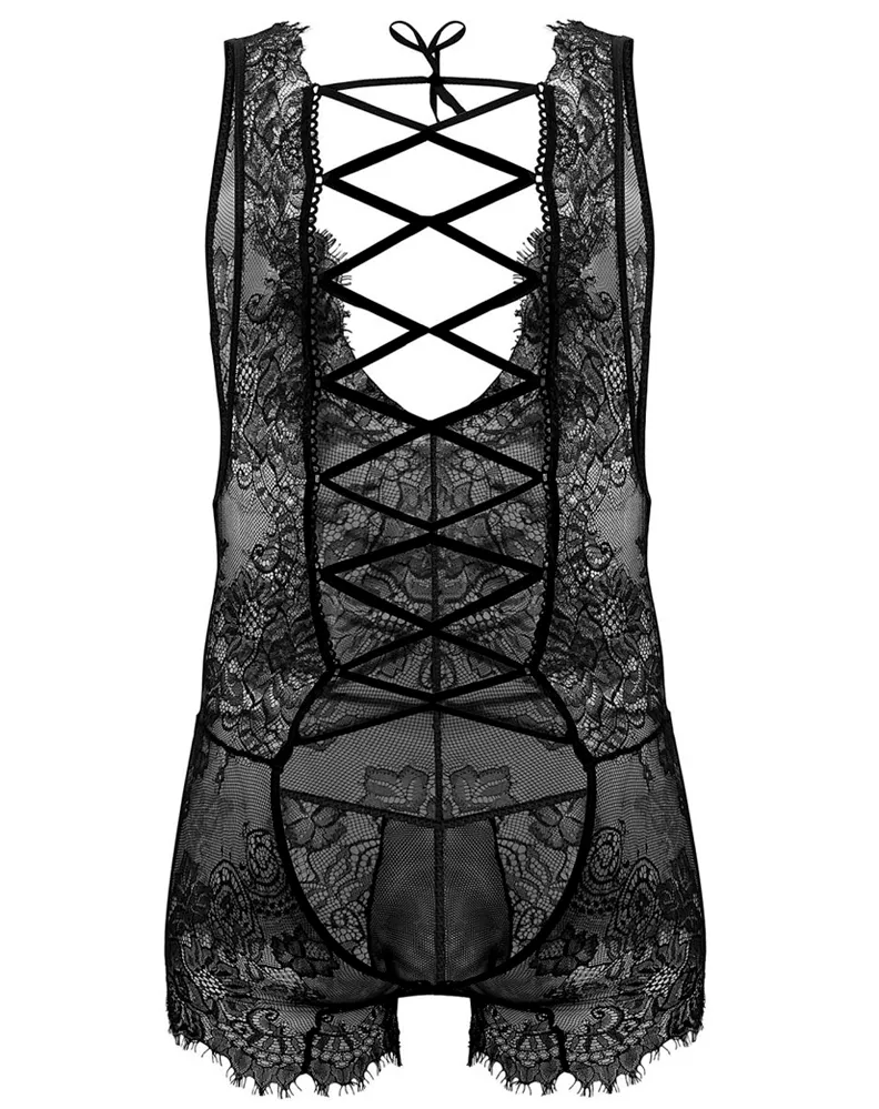 Candyman 99743 Lace Bodysuit Black