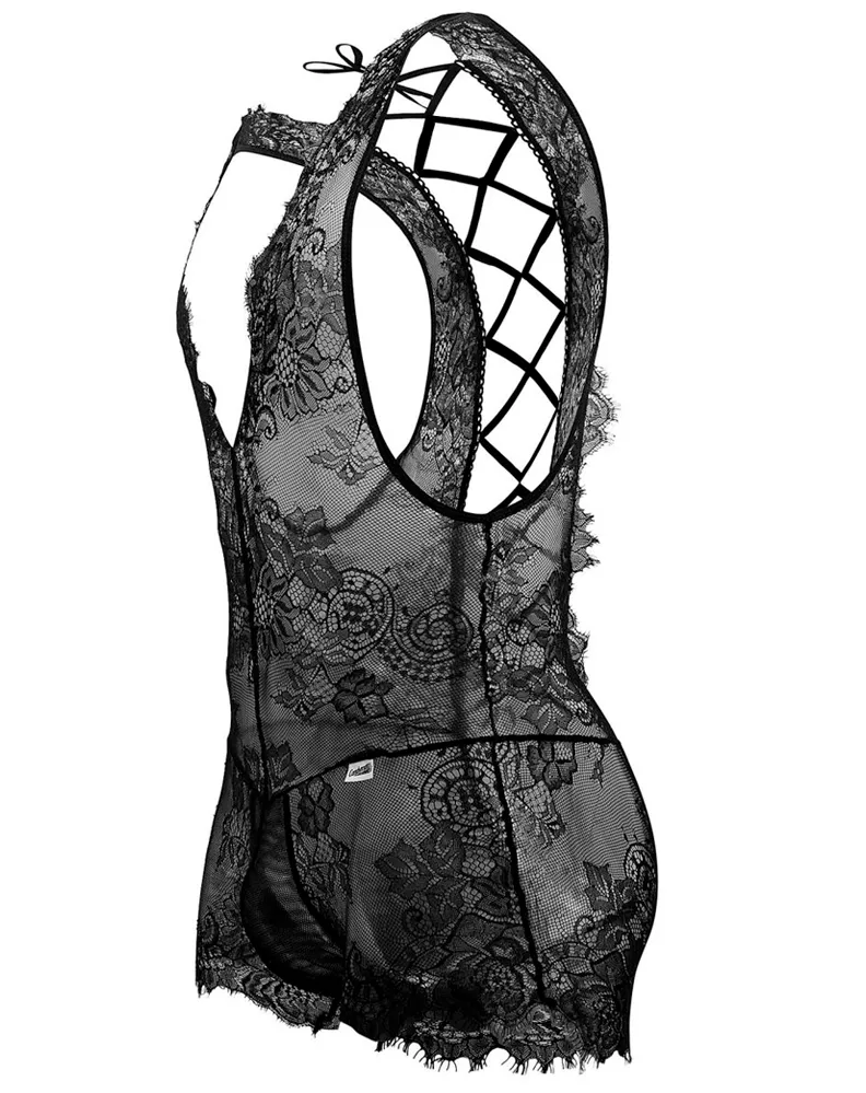 Candyman 99743 Lace Bodysuit Black