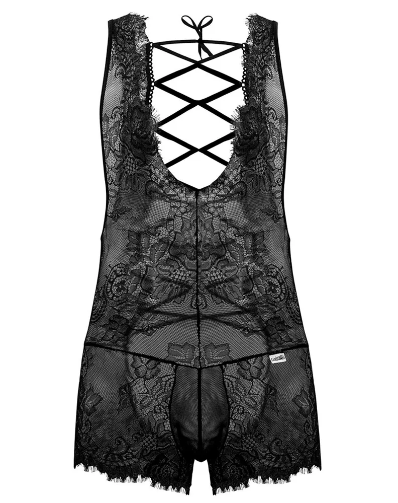 Candyman 99743 Lace Bodysuit Black