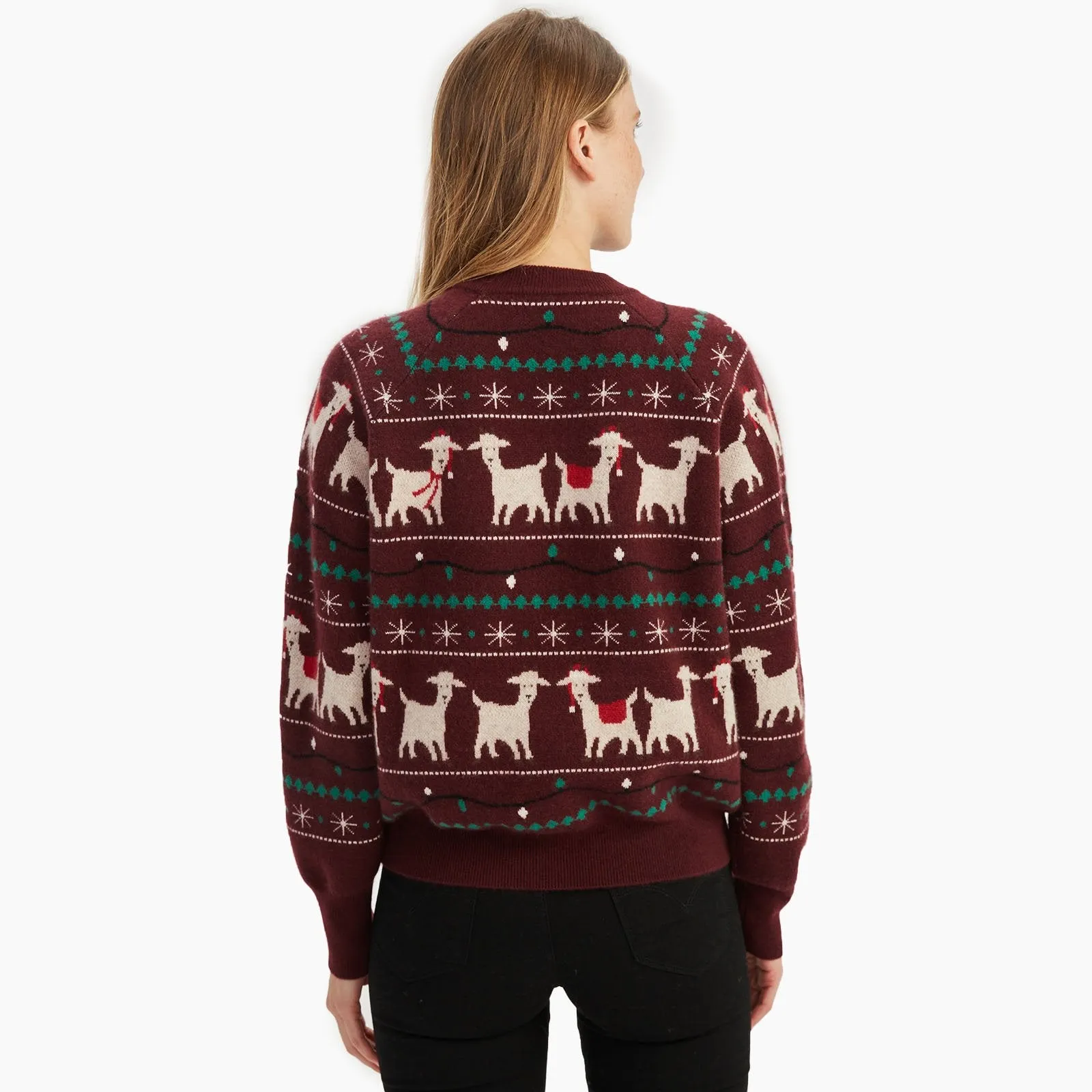 Cashmere Goat Holiday Crewneck Sweater