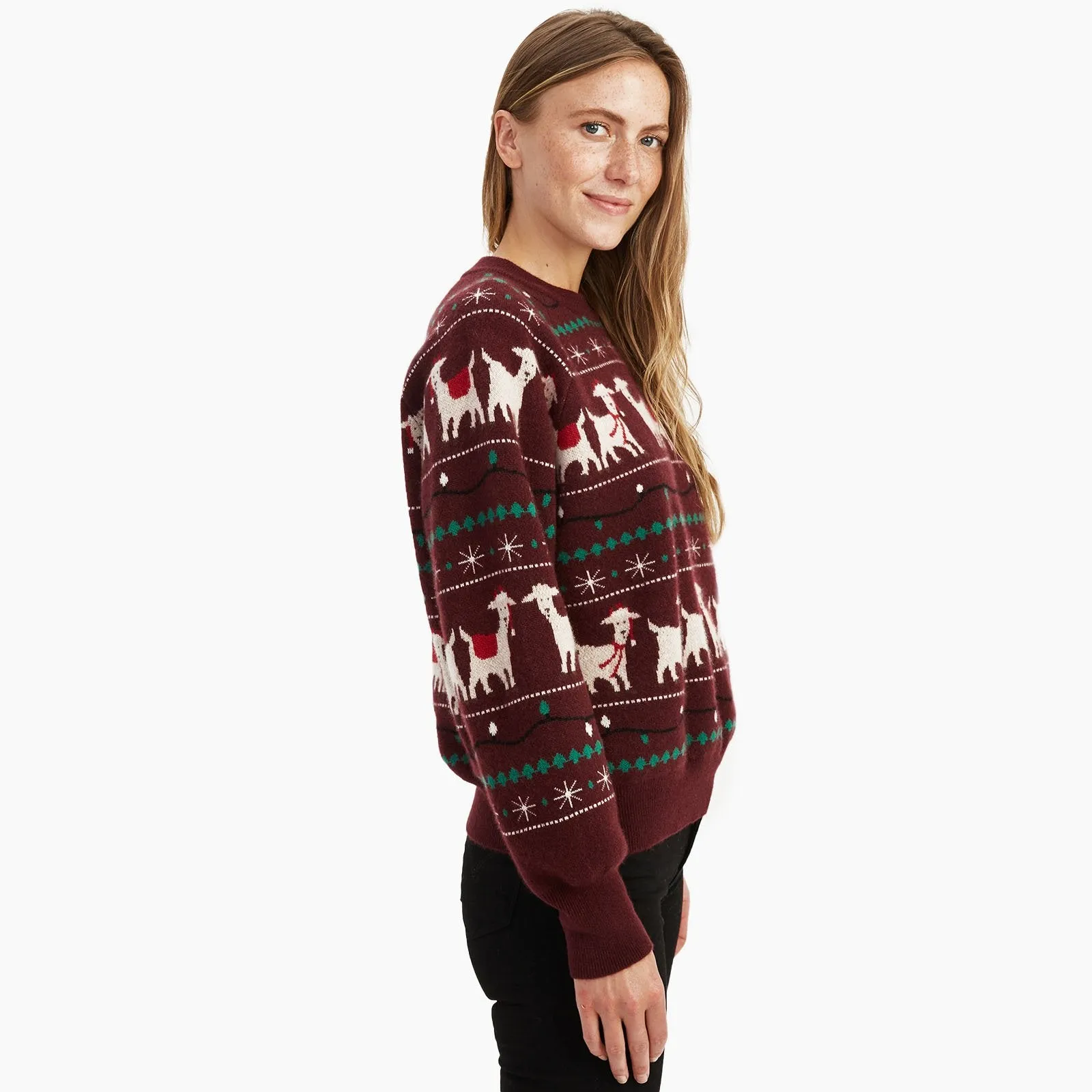 Cashmere Goat Holiday Crewneck Sweater