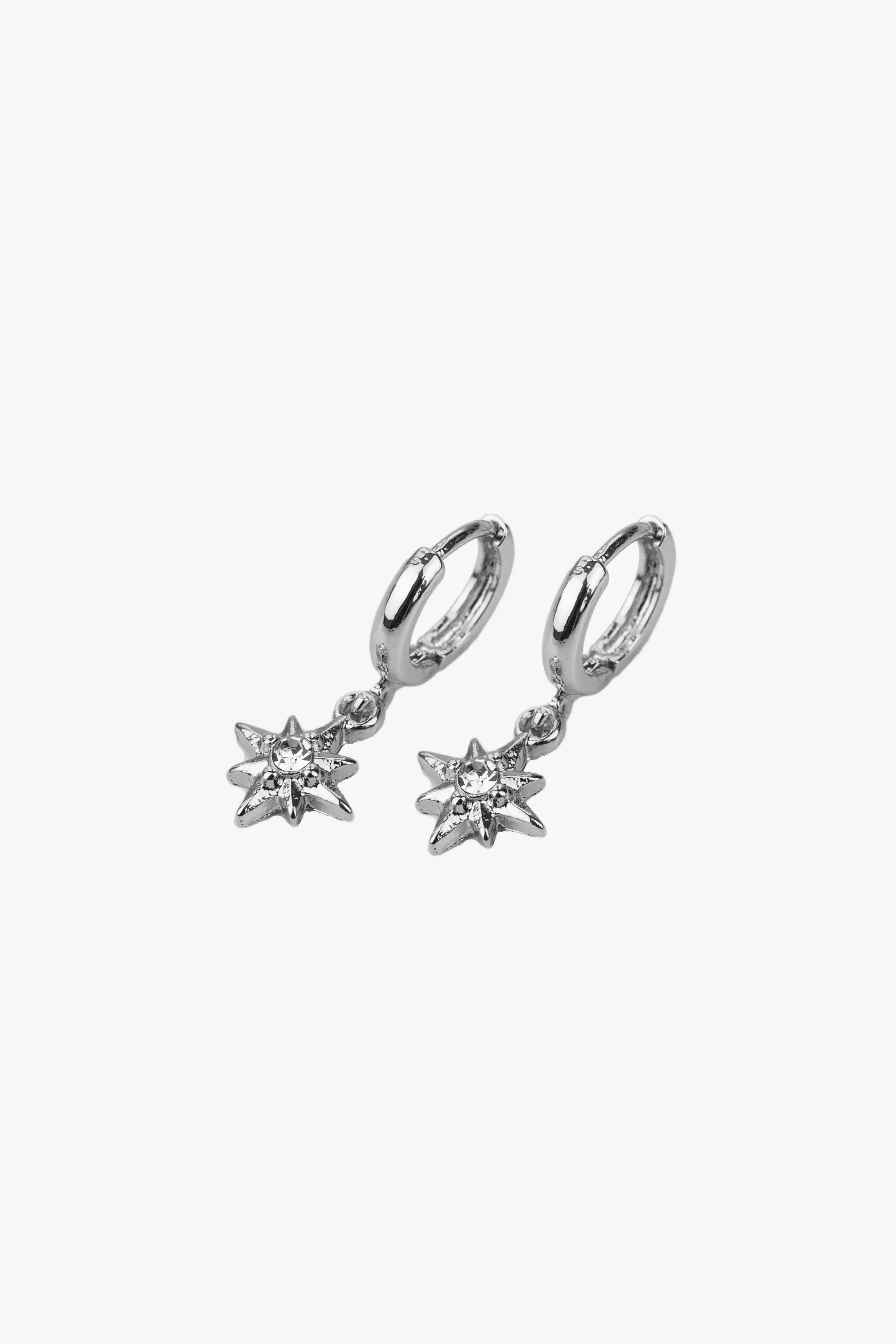 Celestial Rhodium Huggie Hoop Earrings