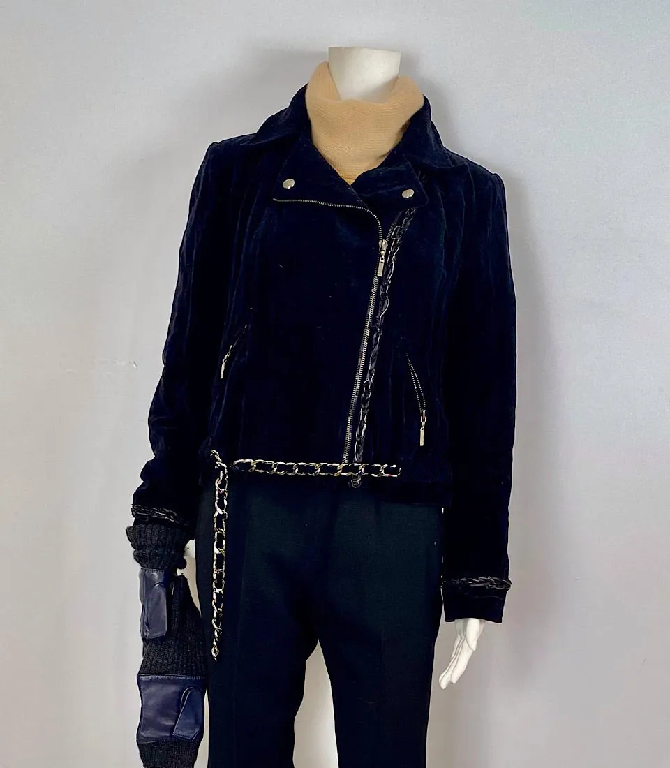 Chanel 06A 2006 Fall Washed Velvet Biker Jacket FR 42