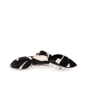 Charlotte Leather Knot Hair Barrette, Zebra Print