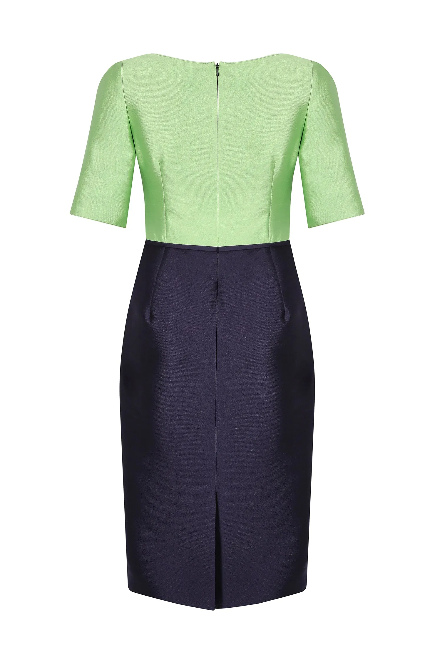 Chartreuse/Navy Sateen Dress - Amelia