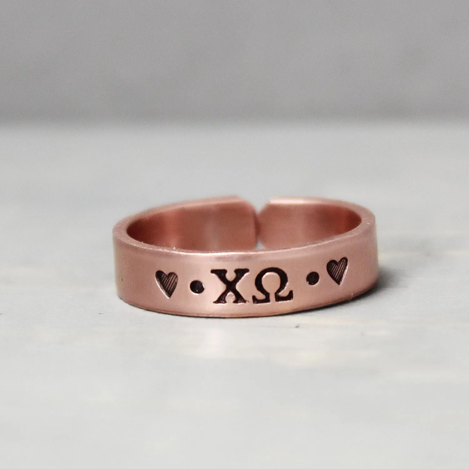 Chi Omega Thin Copper Ring