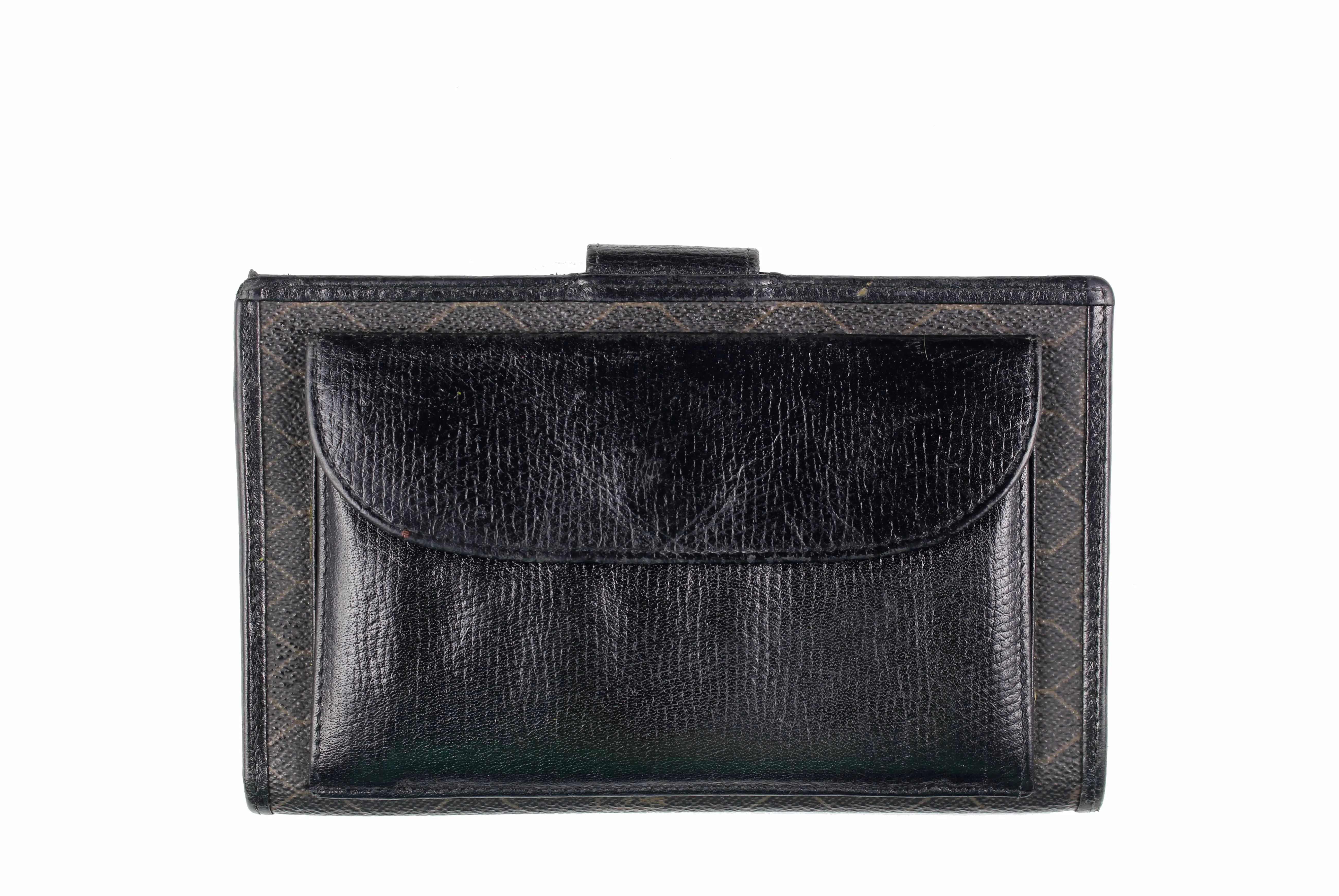 CHRISTIAN DIOR black honeycomb canvas wallet