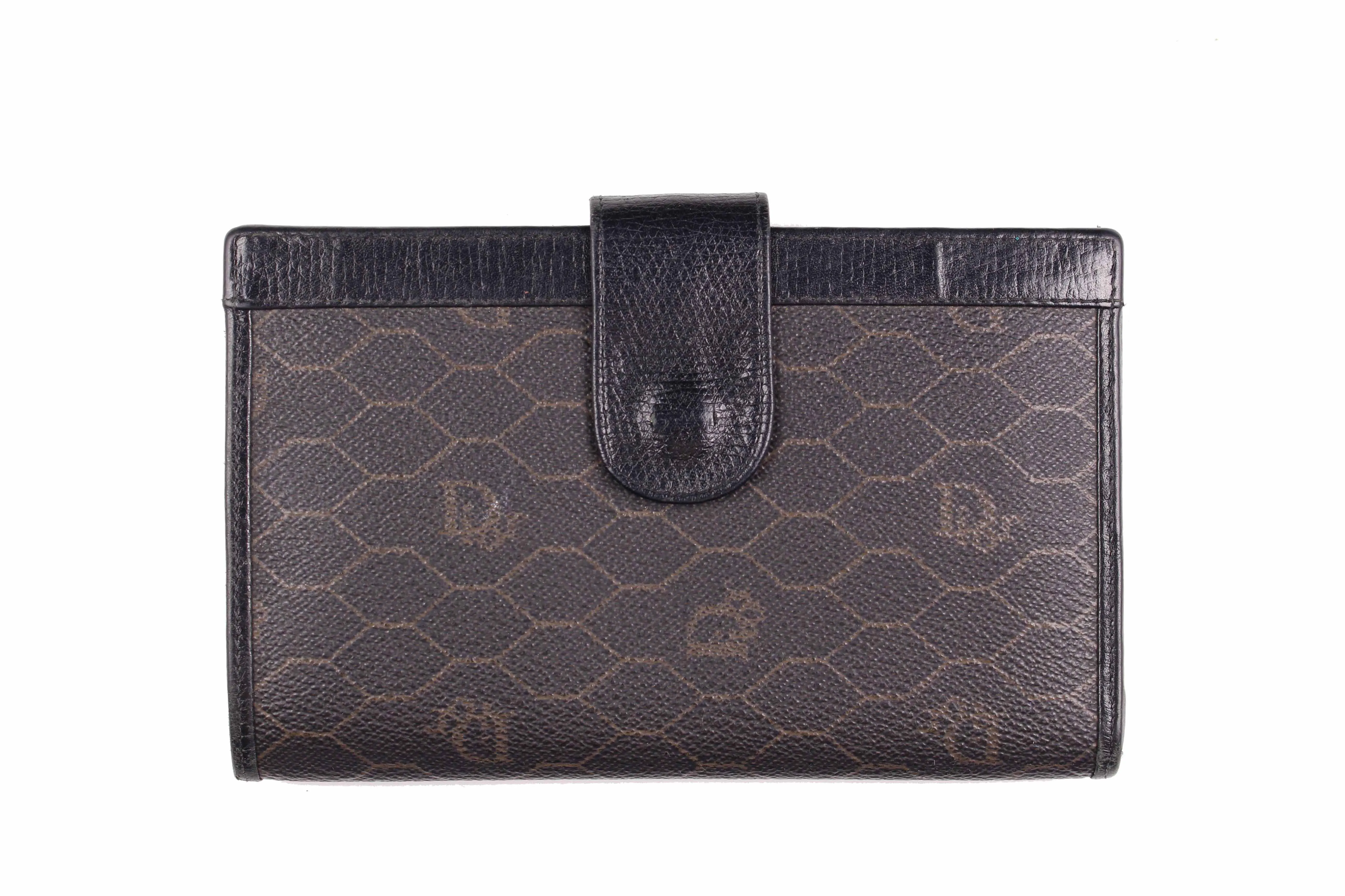 CHRISTIAN DIOR black honeycomb canvas wallet