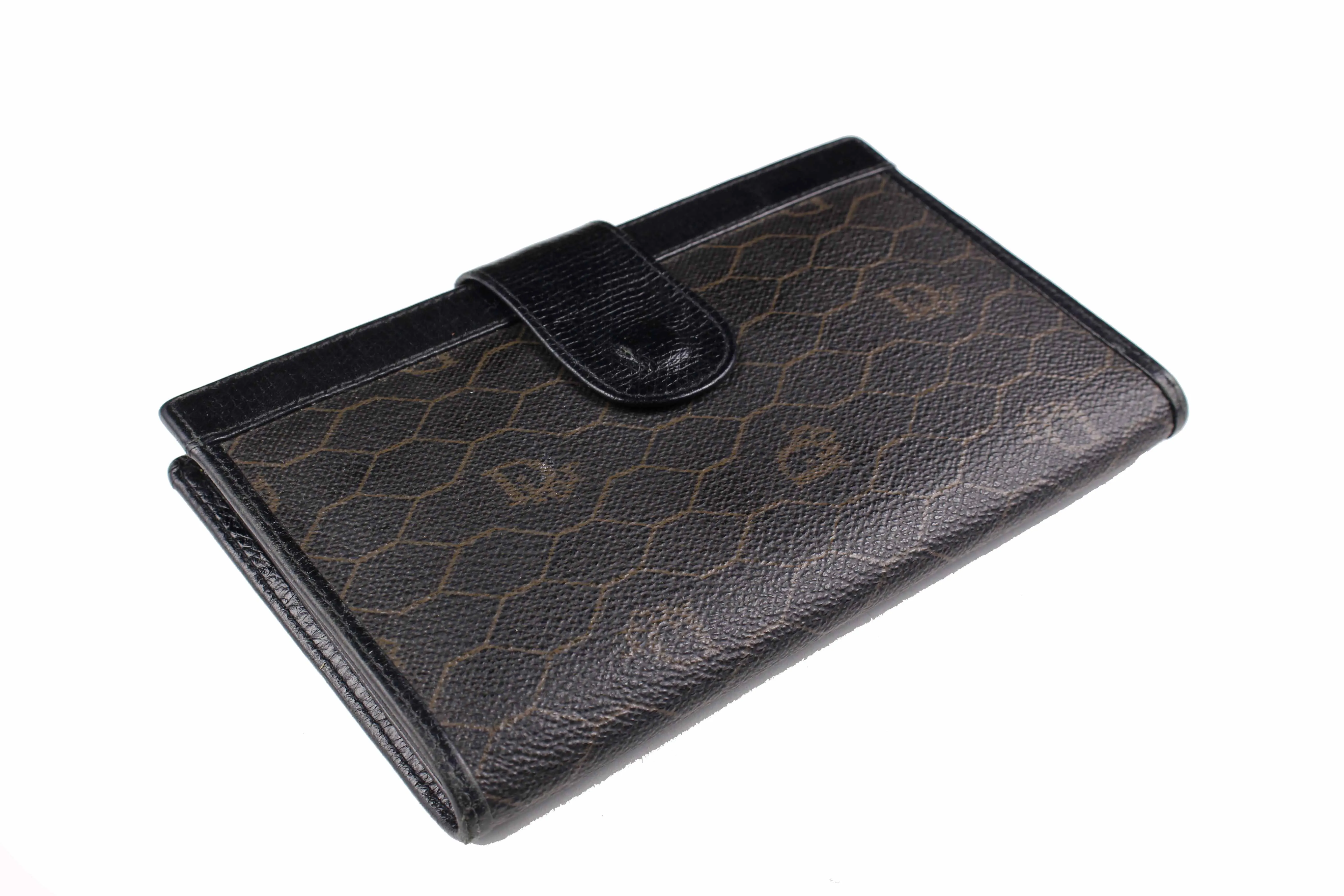 CHRISTIAN DIOR black honeycomb canvas wallet