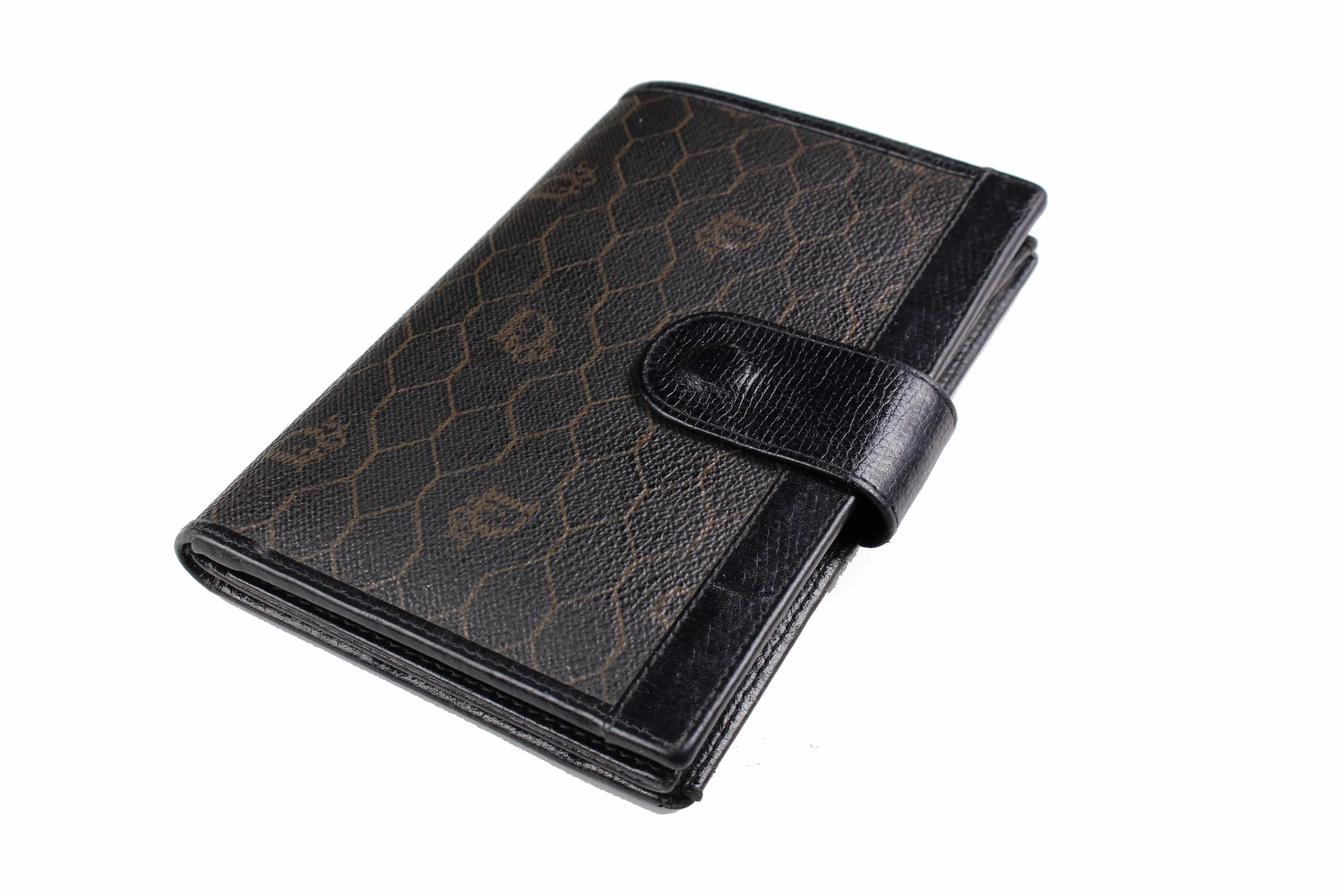 CHRISTIAN DIOR black honeycomb canvas wallet