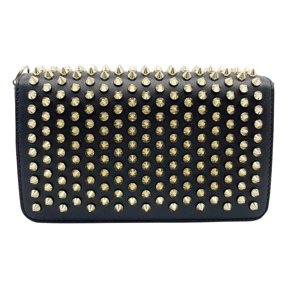 Christian Louboutin Clutch Zoompouch Spiked Black Leather Shoulder Bag