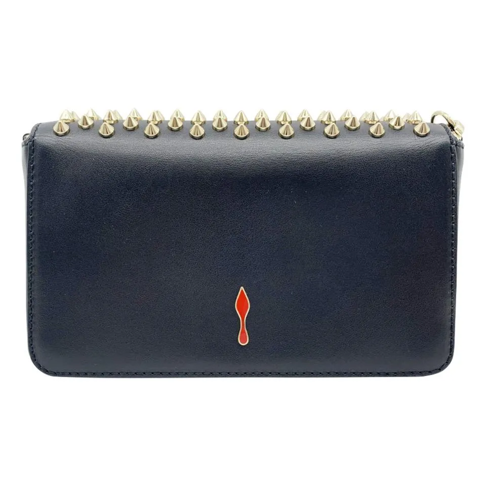 Christian Louboutin Clutch Zoompouch Spiked Black Leather Shoulder Bag