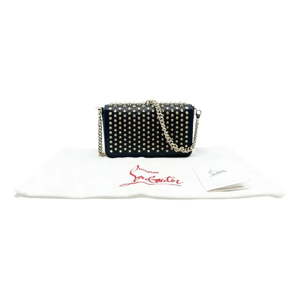 Christian Louboutin Clutch Zoompouch Spiked Black Leather Shoulder Bag