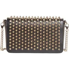 Christian Louboutin Clutch Zoompouch Spiked Black Leather Shoulder Bag