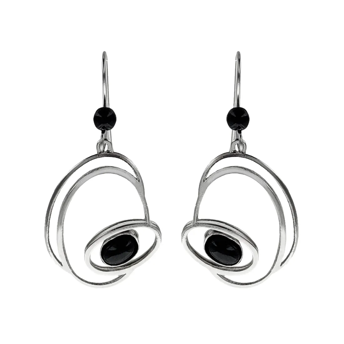 Christophe Poly Asymmetrical Ovals With Black Earrings