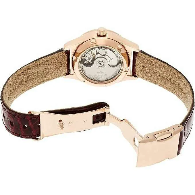 CITIZEN COLLECTION SEE-THROUGH BACK BROWN ALLIGATOR LEATHER STRAP LADIES WATCH PD7162-04A