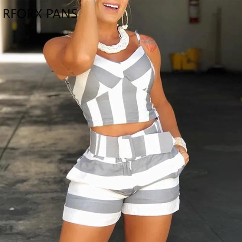 Colorblock Striped Cami Top & Short Sets