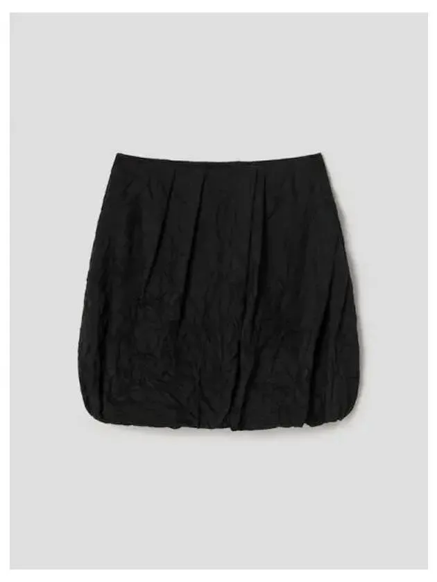 Crinkled draped mini skirt black domestic product