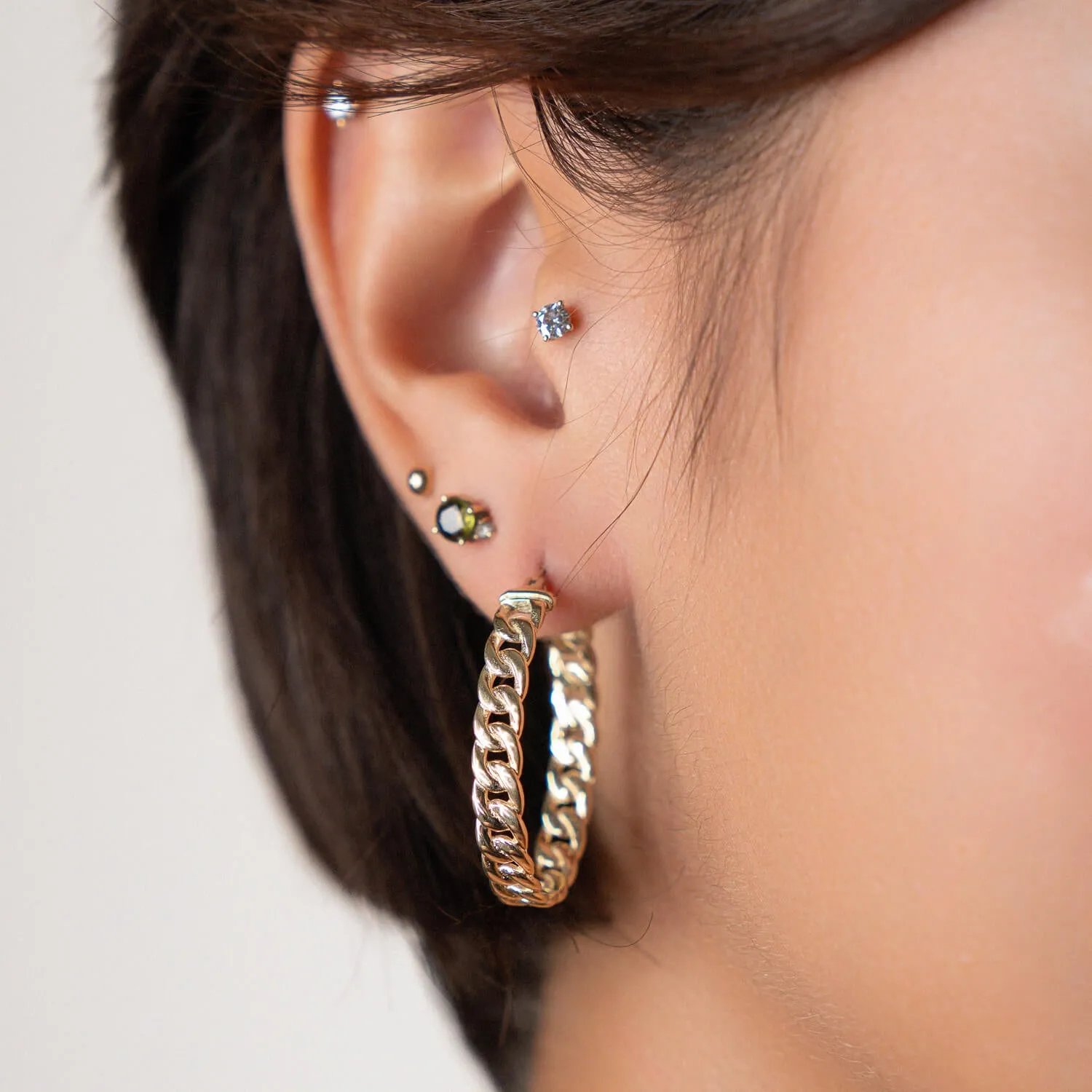 Curb Link Oval Hoop Earrings