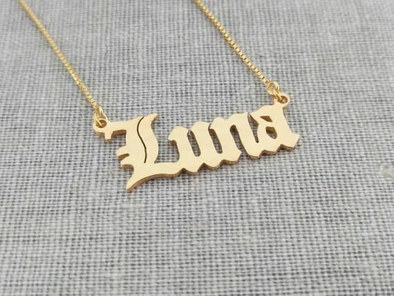 Custom Old English Name Necklace