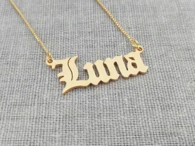 Custom Old English Name Necklace