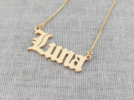 Custom Old English Name Necklace