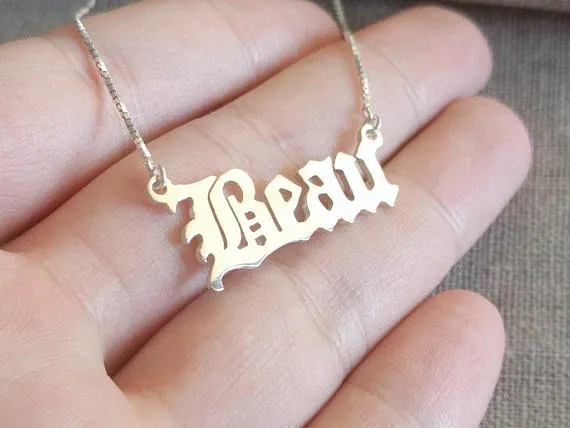 Custom Old English Name Necklace