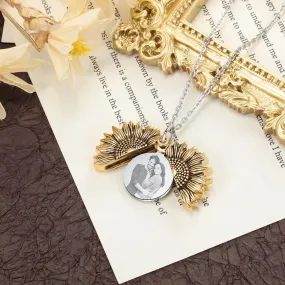 Custom Photo Locket Sunflower Necklace-Best Christmas Gifts For Girlfriend