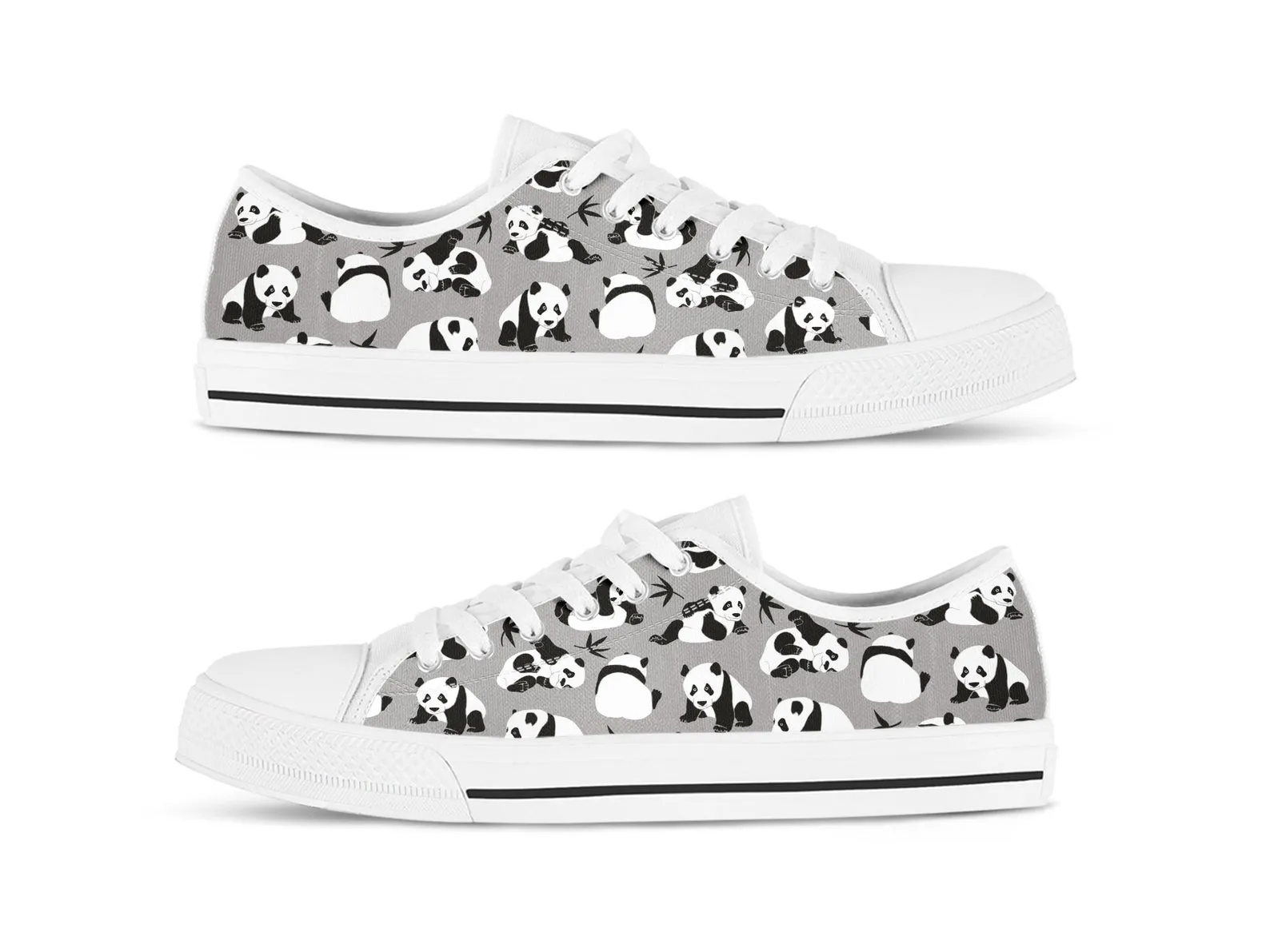 Cute Panda Shoes Panda Sneakers Cute Shoes Panda Lover Gifts Custom Low Top Converse Style Sneakers For Adults Women & Men