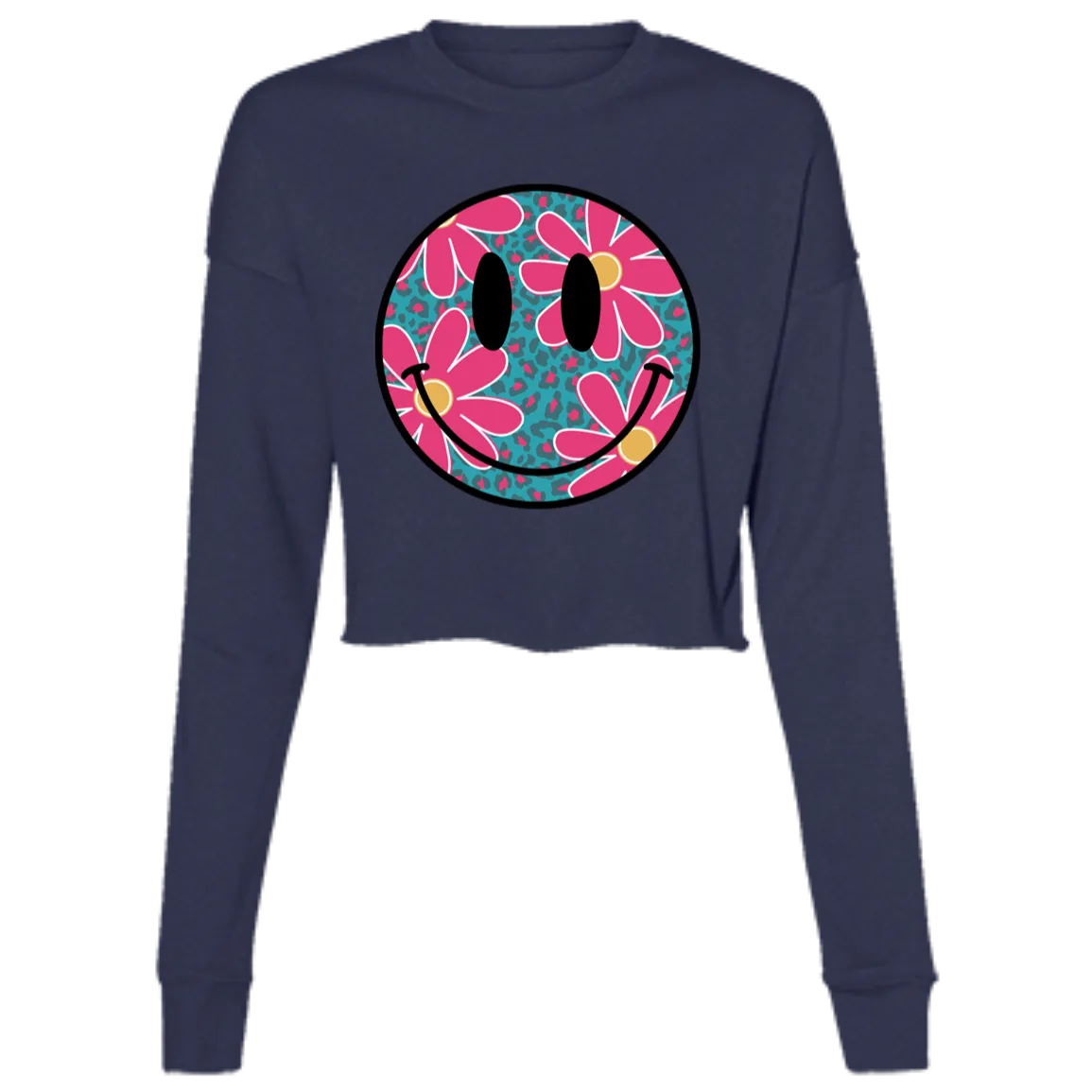 Daisy Smiley Face Ladies' Cropped Fleece Crew