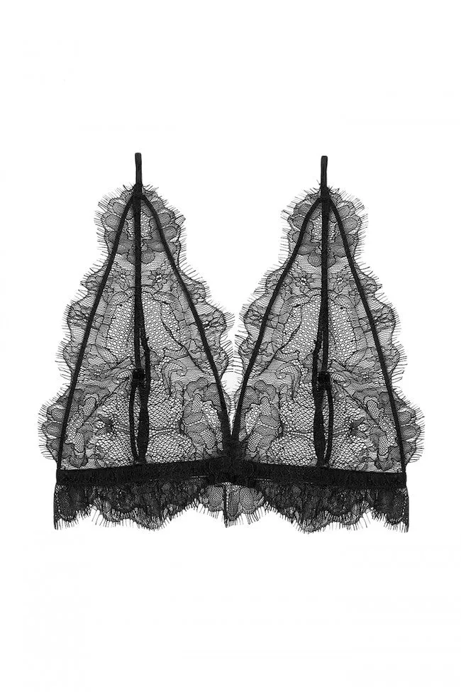 Delicate Lace Bra - Black