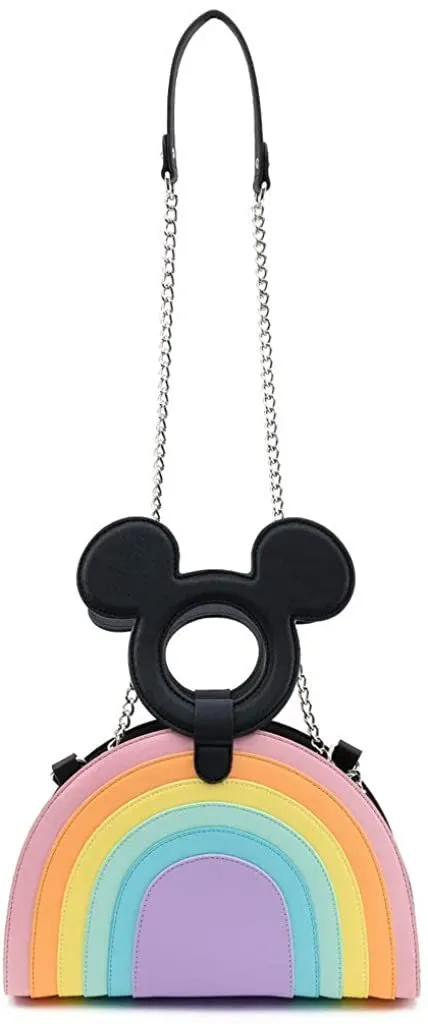 Disney Mickey Mouse Shaped Handle Pastel Rainbow Crossbody