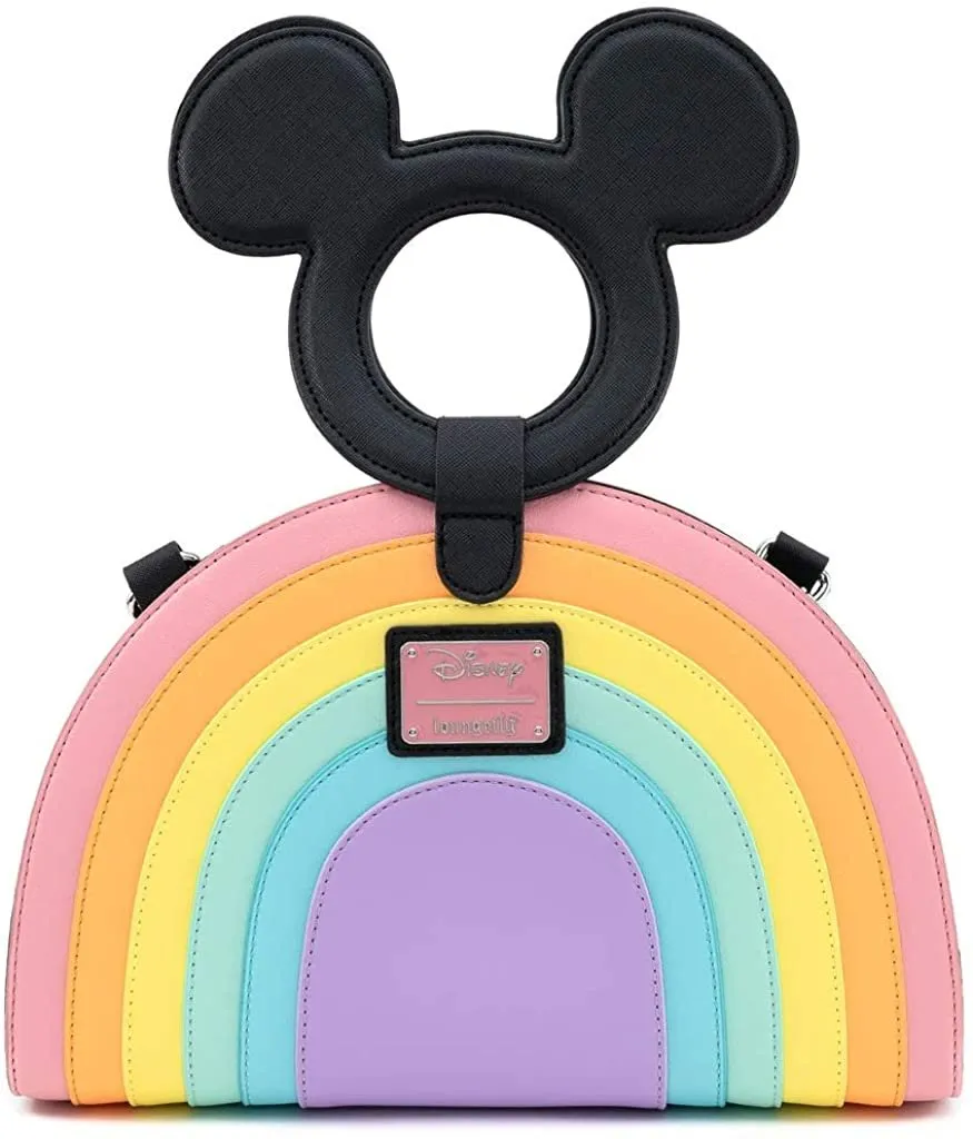 Disney Mickey Mouse Shaped Handle Pastel Rainbow Crossbody