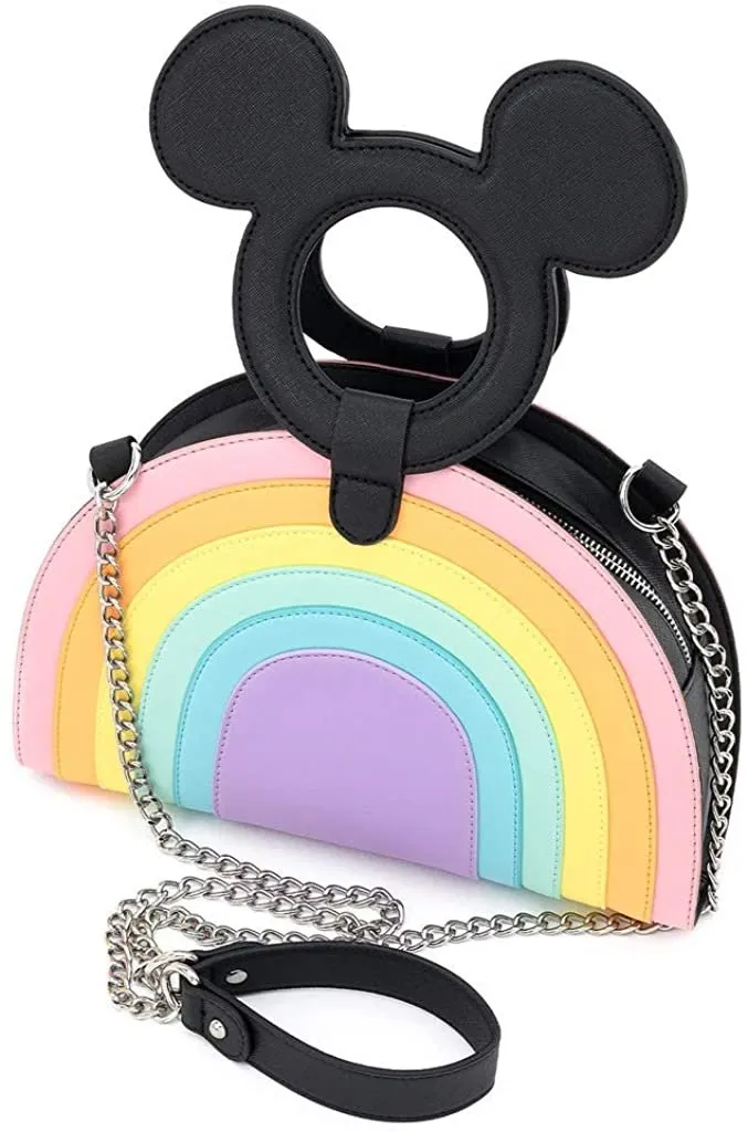 Disney Mickey Mouse Shaped Handle Pastel Rainbow Crossbody