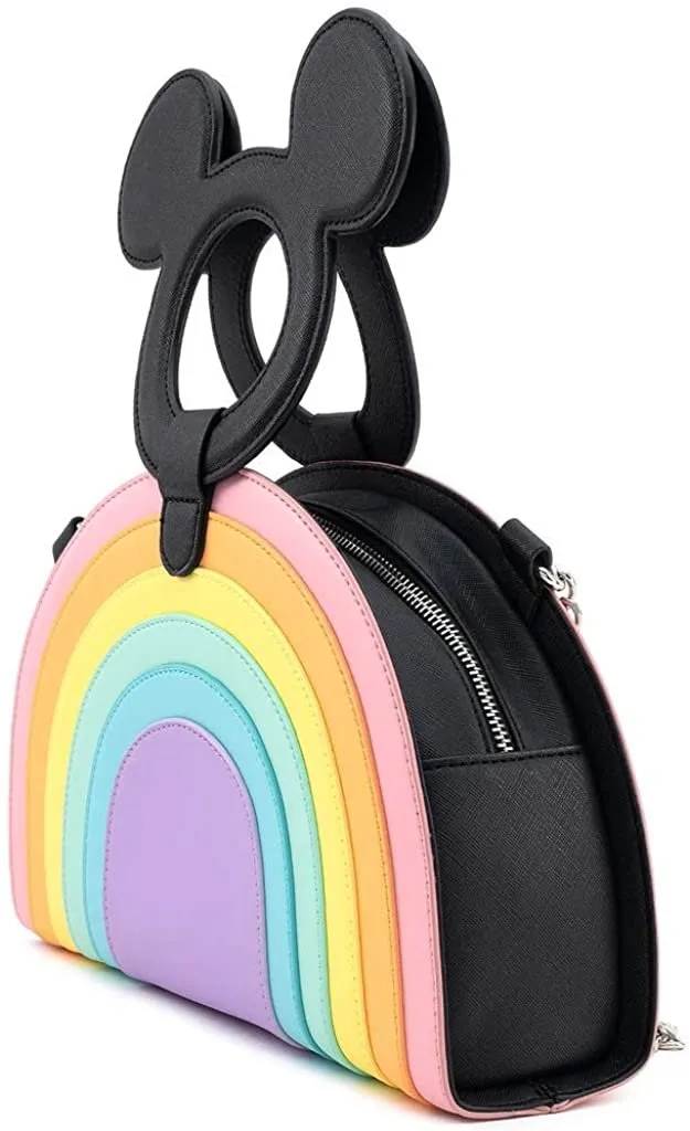 Disney Mickey Mouse Shaped Handle Pastel Rainbow Crossbody