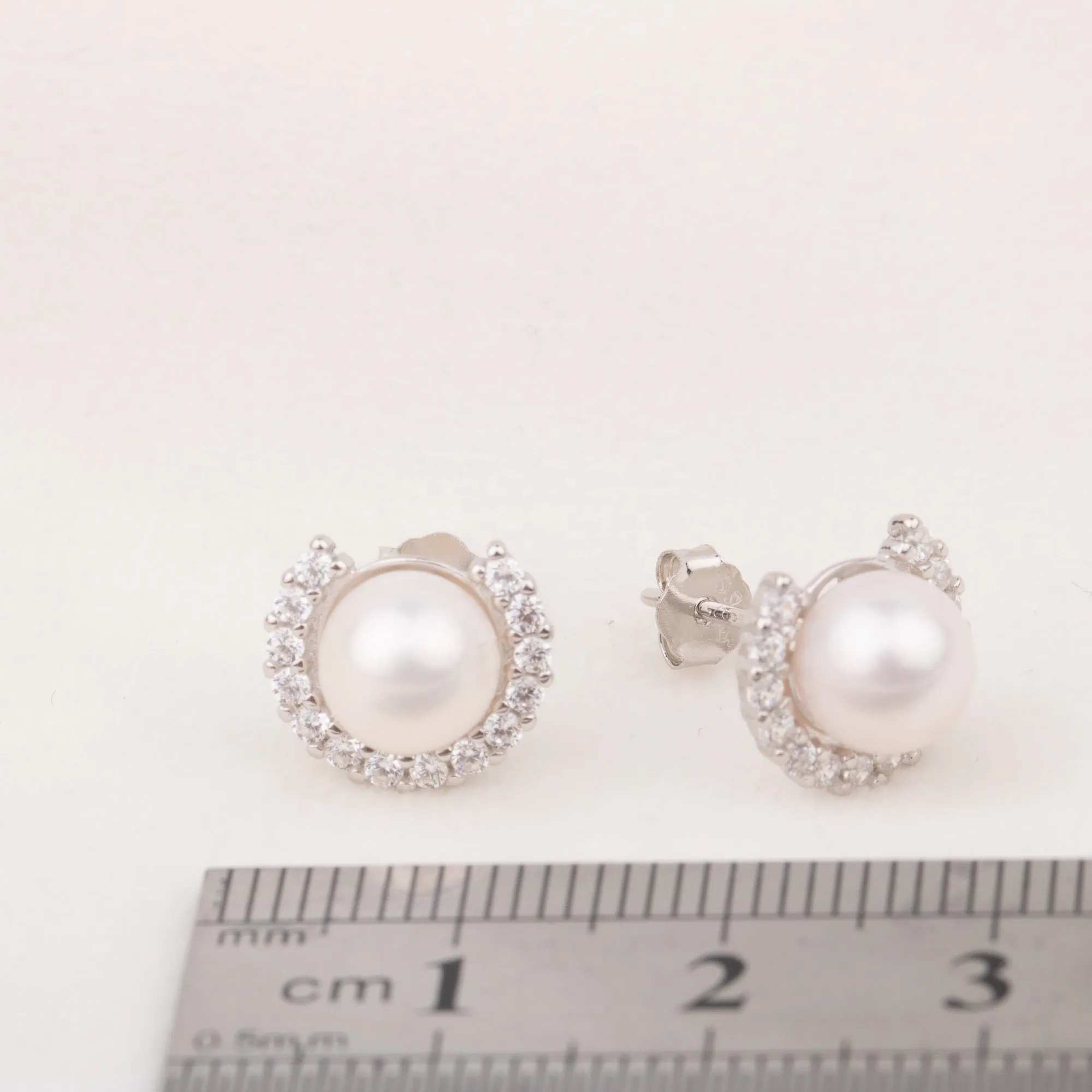 e030633 S925 pearl earring 925 sterling silver DIY 7-8mm Natural Freshwater pearl stud earring for women