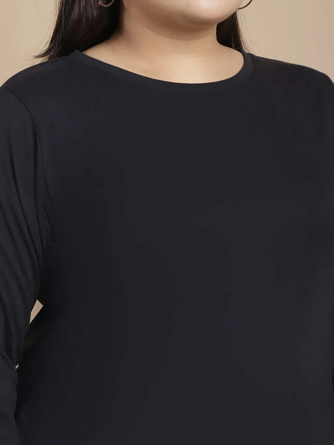 Effortless Elegance Women' Black Jersey Thumbhole Top