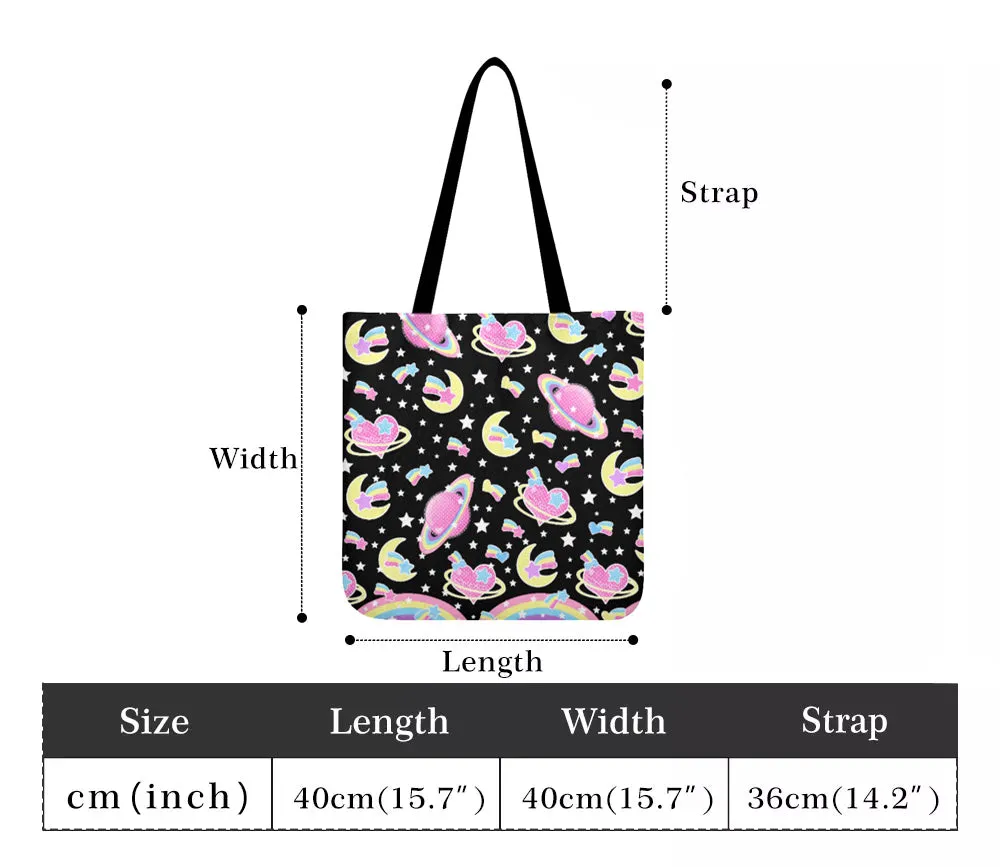 Electric Star Wave Black Canvas Tote Bag