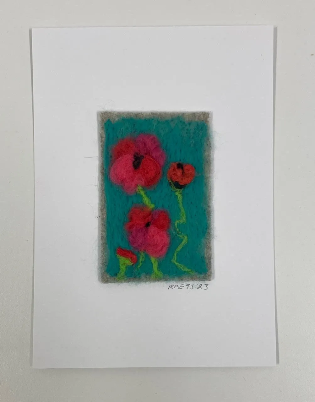 Felted Poppy Fibre Art