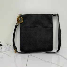 Fendi Black Zucchino Spalmati Forever Crossbody Bag