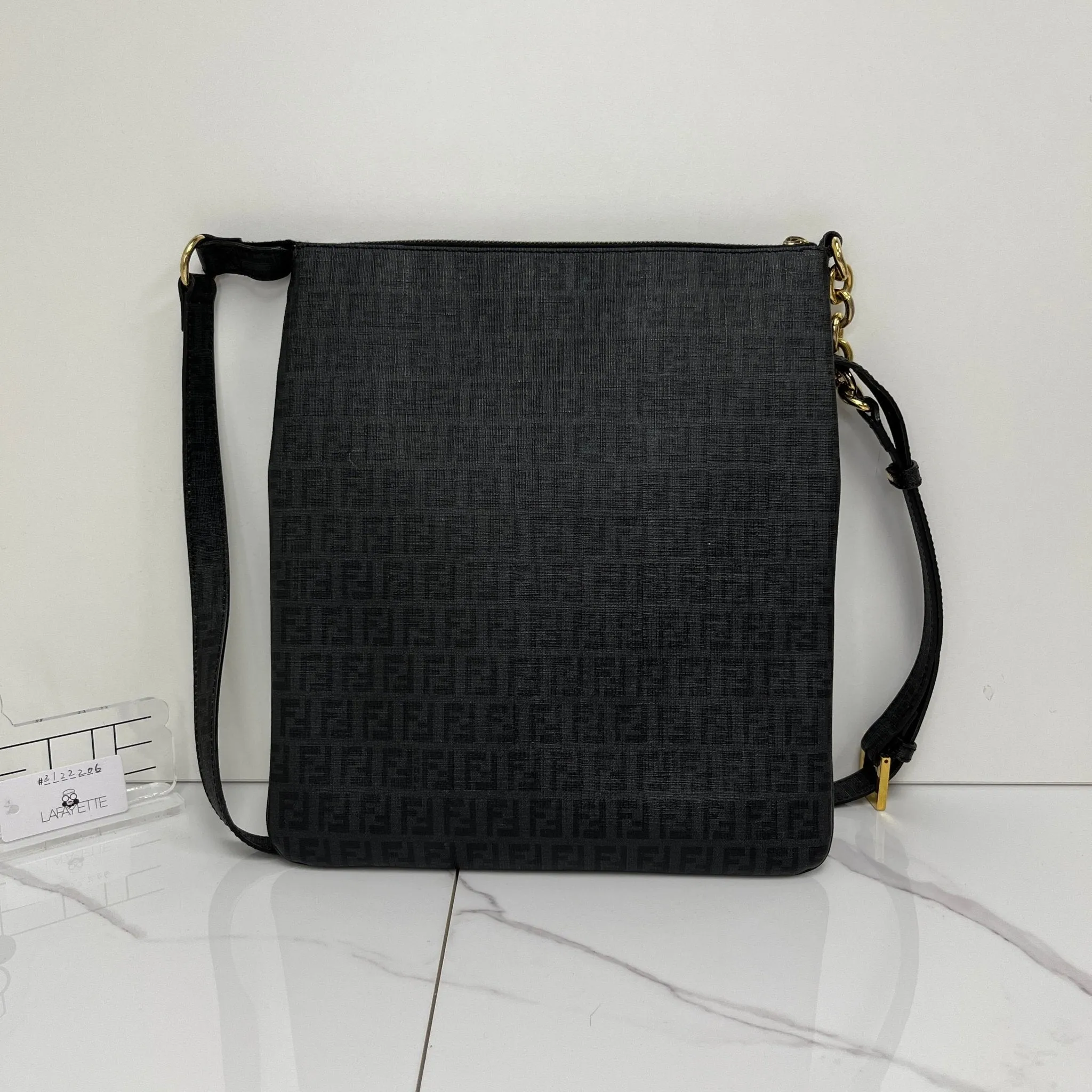 Fendi Black Zucchino Spalmati Forever Crossbody Bag