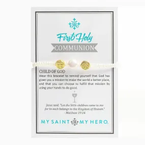 First Holy Communion Blessing Bracelet - Pearl & Gold